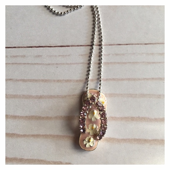 Silver With Pink Crystal Necklace - Picture 3 of 6